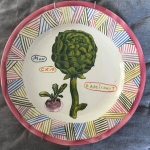 Anthropology Artichoke Design 10” Decorative Plate by Natalie Lete